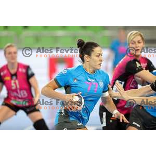 Andrea Lekic in action during EHF Champions League Women 2021-2022 handball match between Krim Mercator (SLO) and Vipers Kristiansand (NOR) in Ljubljana, Slovenia on October 30, 2021