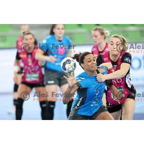 Allison Pineau in action during EHF Champions League Women 2021-2022 handball match between Krim Mercator (SLO) and Vipers Kristiansand (NOR) in Ljubljana, Slovenia on October 30, 2021