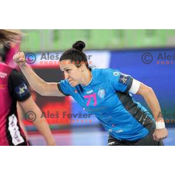 Andrea Lekic in action during EHF Champions League Women 2021-2022 handball match between Krim Mercator (SLO) and Vipers Kristiansand (NOR) in Ljubljana, Slovenia on October 30, 2021