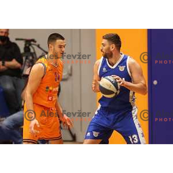 Bine Prepelic and Mladen Primorac during Nova KBM league basketball match between Helios Suns and Rogaska in Domzale, Slovenia on November 1, 2021