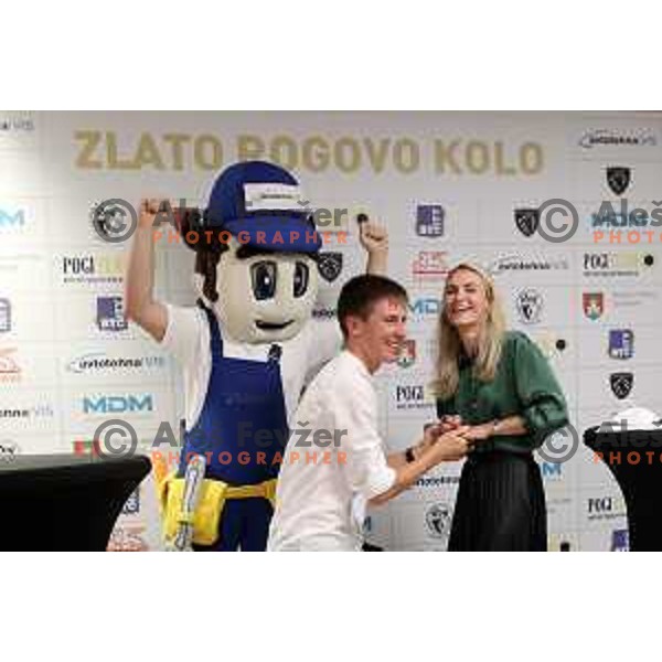 Tadej Pogacar, winner of Rog\'s Golden Bike ( Zlato Rogovo Kolo) proposed his girlfriend Urska Zigart during the event in Ljubljana, Slovenia on November 4, 2021