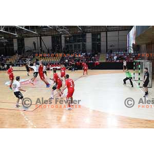 In action during 1.NLB league handball match between Grosist Slovan and Trimo Trebnje in Kodeljevo Hall, Ljubljana, Slovenia on November 5, 2021