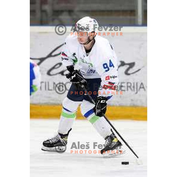 Erik Svetina in action during 4 nations ice-hockey tournament between Slovenia and Austria in Podmezakla hall in Jesenice, Slovenia on November 13, 2021