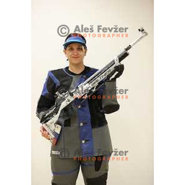 Urska Kuharic, member of Slovenia air-rifle shooting team at practice session in Ljubljana, Slovenia on November 12, 2021