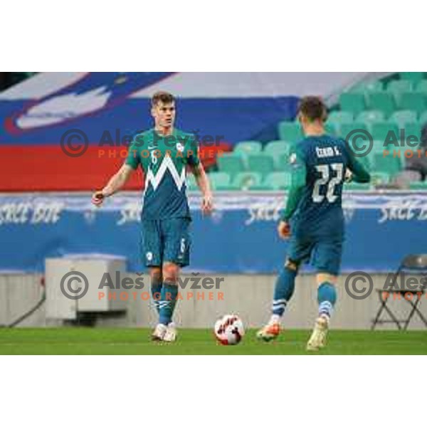 Jaka Bijol in action during FIFA World Cup 2022 Qualifiers match between Slovenia and Cyprus in Stozice, Ljubljana, Slovenia on November 14, 2021