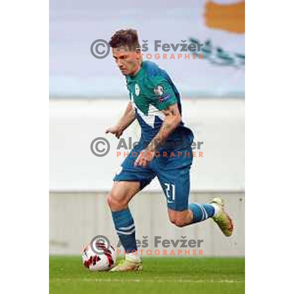 Benjamin Verbic in action during FIFA World Cup 2022 Qualifiers match between Slovenia and Cyprus in Stozice, Ljubljana, Slovenia on November 14, 2021