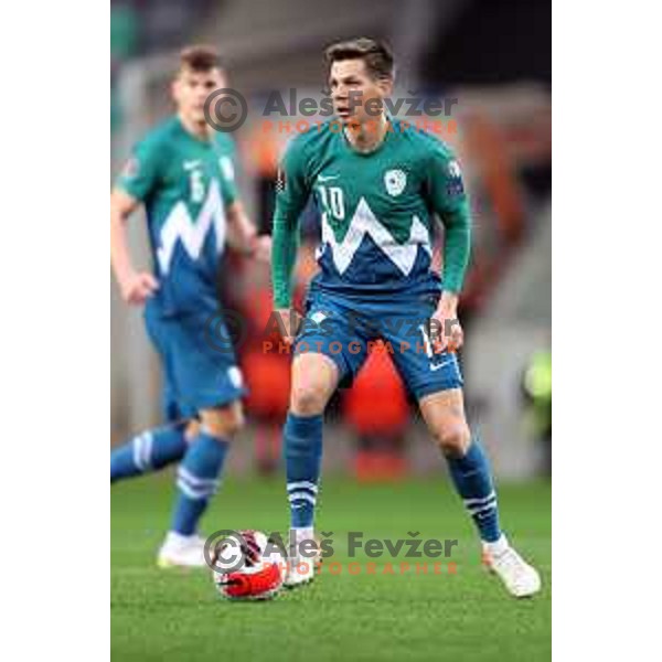 Miha Zajc in action during FIFA World Cup 2022 Qualifiers match between Slovenia and Cyprus in Stozice, Ljubljana, Slovenia on November 14, 2021