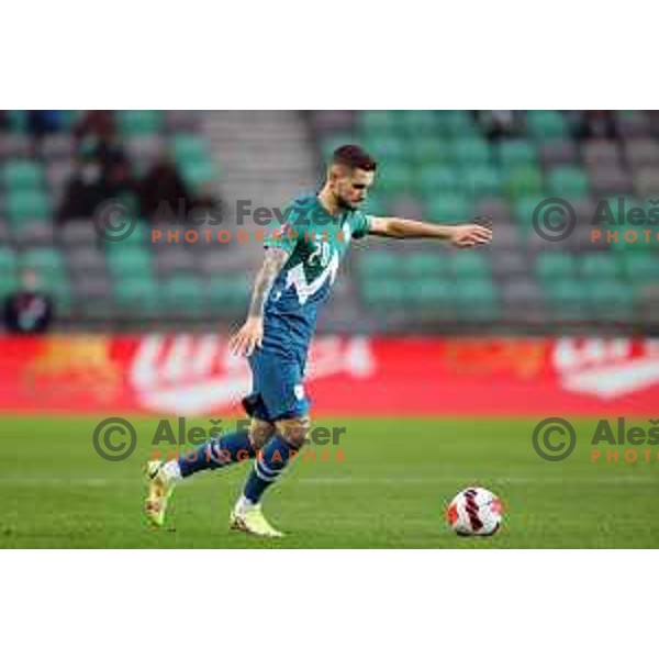 Petar Stojanovic in action during FIFA World Cup 2022 Qualifiers match between Slovenia and Cyprus in Stozice, Ljubljana, Slovenia on November 14, 2021