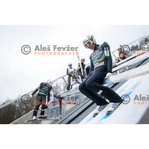 Anze Lanisek of Slovenia ski-jumping team during practice session in Planica, Slovenia on November 16, 2021