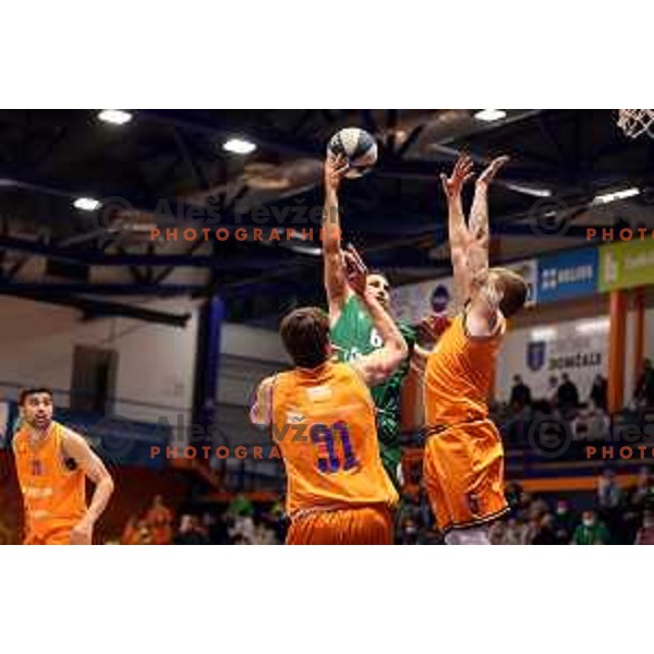 Rok Stipcevic in action during Nova KBM league match between Helios Suns and Krka in Domzale, Slovenia on November 16, 2021