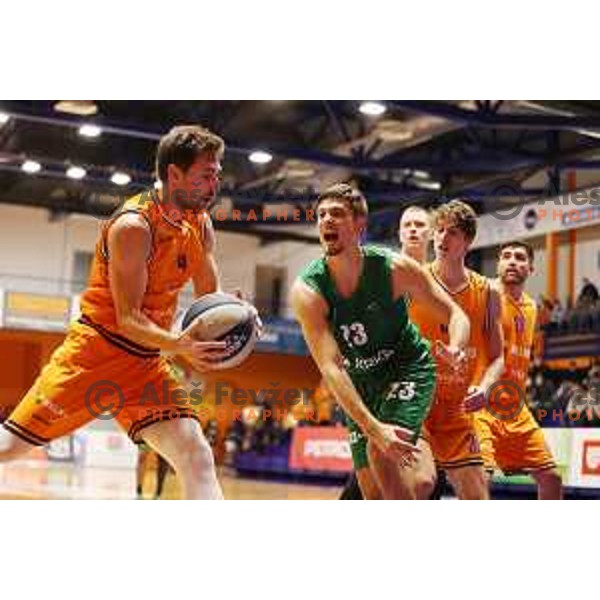 in action during Nova KBM league match between Helios Suns and Krka in Domzale, Slovenia on November 16, 2021