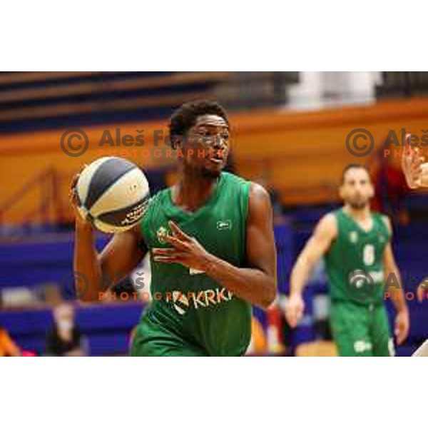 Temple Gibbs in action during Nova KBM league match between Helios Suns and Krka in Domzale, Slovenia on November 16, 2021