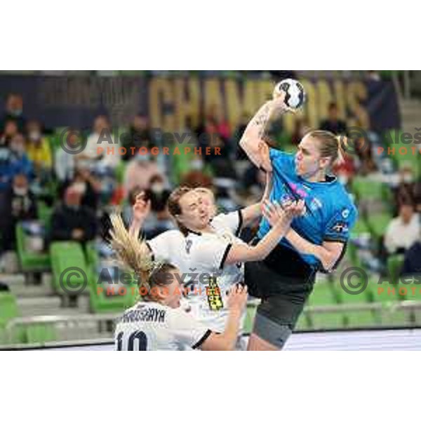 in action during EHF Champions League Women 2021-2022 handball match between Krim Mercator (SLO) and CSKA (RUS) in Ljubljana, Slovenia on November 20, 2021