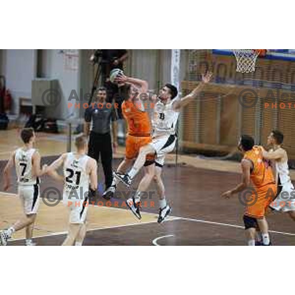 in action during Nova KBM league basketball match between Nutrispoint Ilirija and Helios Suns in Ljubljana, Slovenia on November 21, 2021