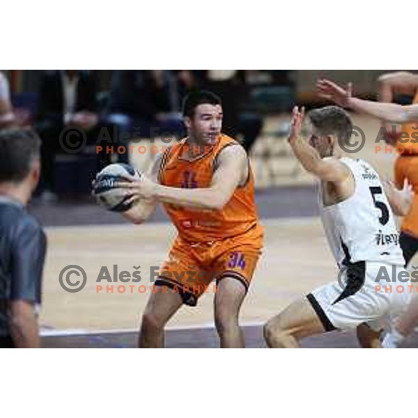 Bine Prepelic in action during Nova KBM league basketball match between Nutrispoint Ilirija and Helios Suns in Ljubljana, Slovenia on November 21, 2021