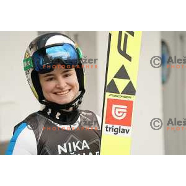 Nika Kriznar of Slovenia Ski-jumping team during practice session in Kranj, Slovenia on November 23, 2021