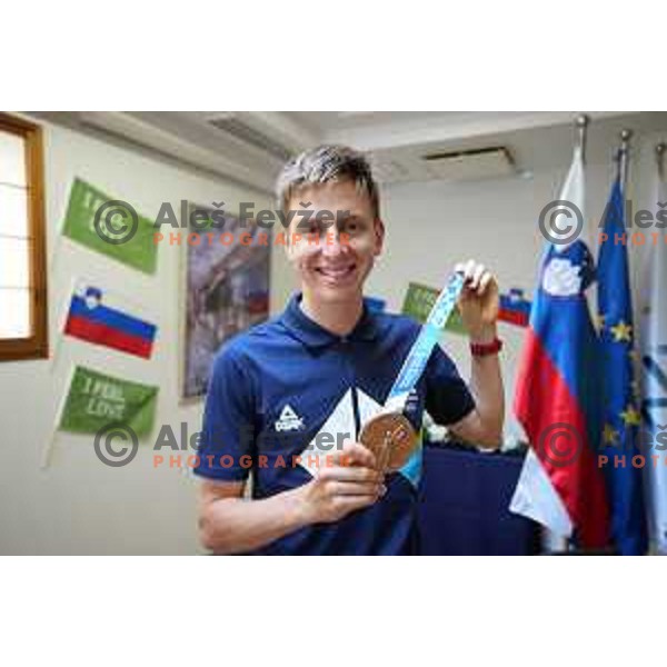 Tadej Pogacar at reception in his honour in Ambassy of Slovenia during Tokyo 2020 Summer Olympic games in Tokyo, Japan on July 25, 2021