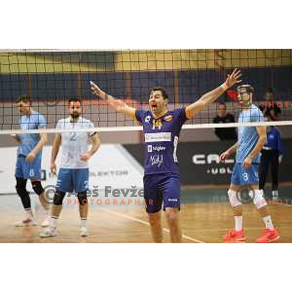 Nikola Gjorgiev in action during 1.DOL volleyball match between Calcit Volley and ACH Volley in Kamnik, Slovenia on November 27, 2021