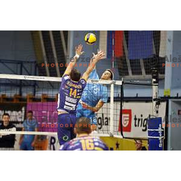 Danilo Pavlovic in action during 1.DOL volleyball match between Calcit Volley and ACH Volley in Kamnik, Slovenia on November 27, 2021