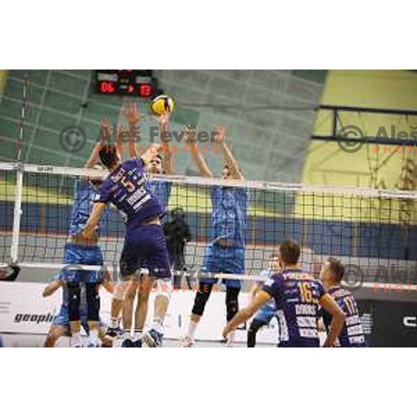 Alen Sket in action during 1.DOL volleyball match between Calcit Volley and ACH Volley in Kamnik, Slovenia on November 27, 2021