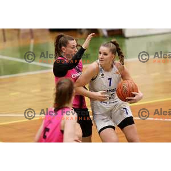 in action during 1.SKL Women basketball match between Triglav and Cinkarna Celje in Kranj, Slovenia on December 4, 2021