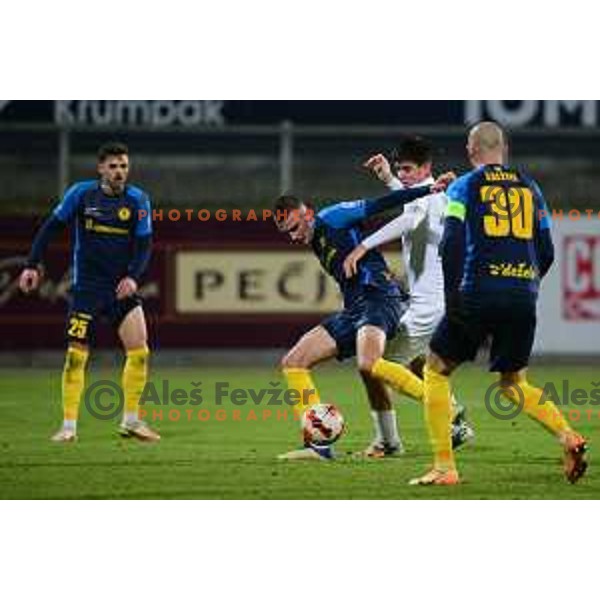 In action during Prva Liga Telemach football match between Celje and Olimpija in Celje, Slovenia on December 8, 2021