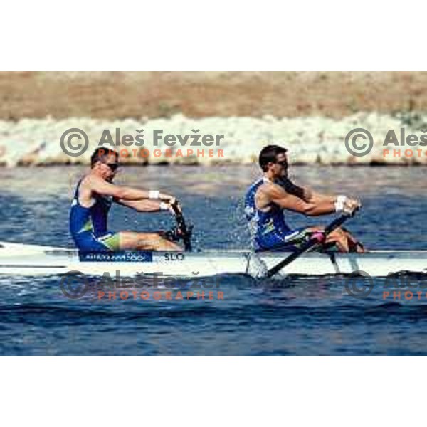 Matija Pavsic and Andrej Hrabar compete in rowing at Summer Olympic Games in Athens, Greece , August 2004 