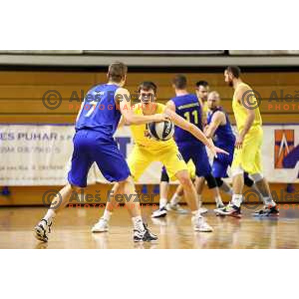 Jaka Pesak in action during Nova KBM league basketball match between Sencur GGD- and Hopsi Polzela in Sencur, Slovenia on December 28, 2021