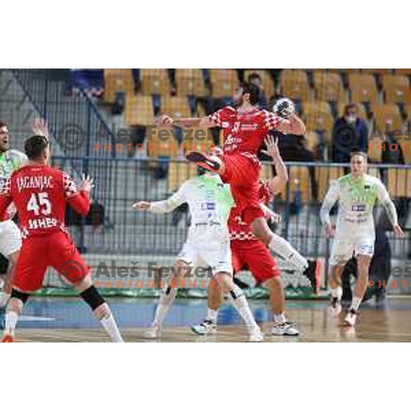 in action during friendly match between Slovenia and Croatia in Celje, Slovenia on December 29, 2021