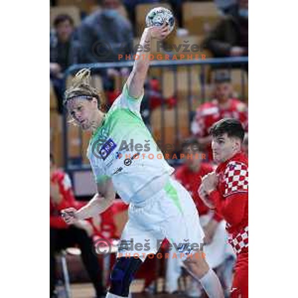 Jure Dolenec in action during friendly match between Slovenia and Croatia in Celje, Slovenia on December 29, 2021