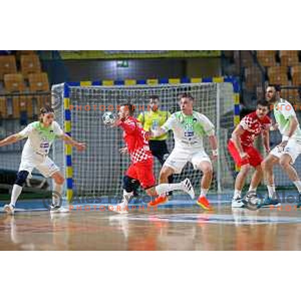 Vid Poteko in action during friendly match between Slovenia and Croatia in Celje, Slovenia on December 29, 2021