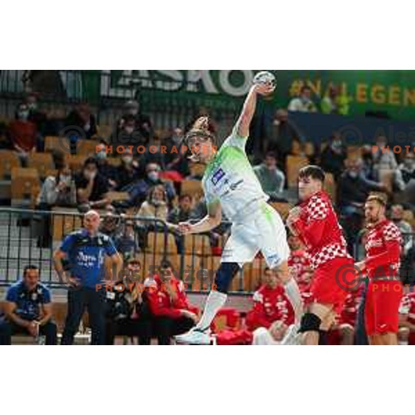 Jure Dolenec in action during friendly match between Slovenia and Croatia in Celje, Slovenia on December 29, 2021