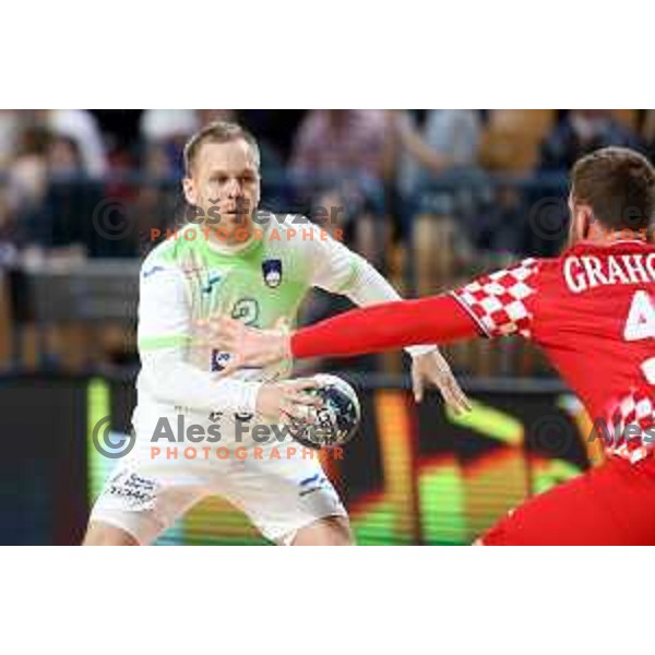 Stas Skube in action during friendly match between Slovenia and Croatia in Celje, Slovenia on December 29, 2021
