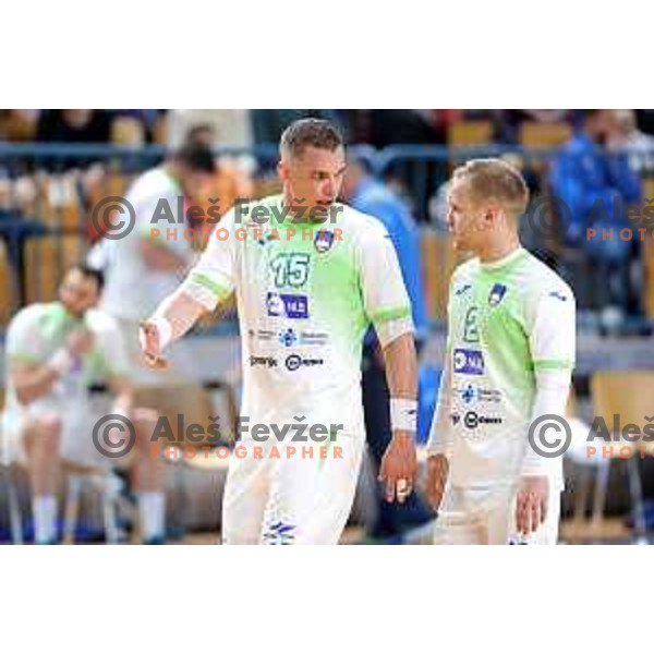 Vid Poteko and Stas Skube in action during friendly match between Slovenia and Croatia in Celje, Slovenia on December 29, 2021