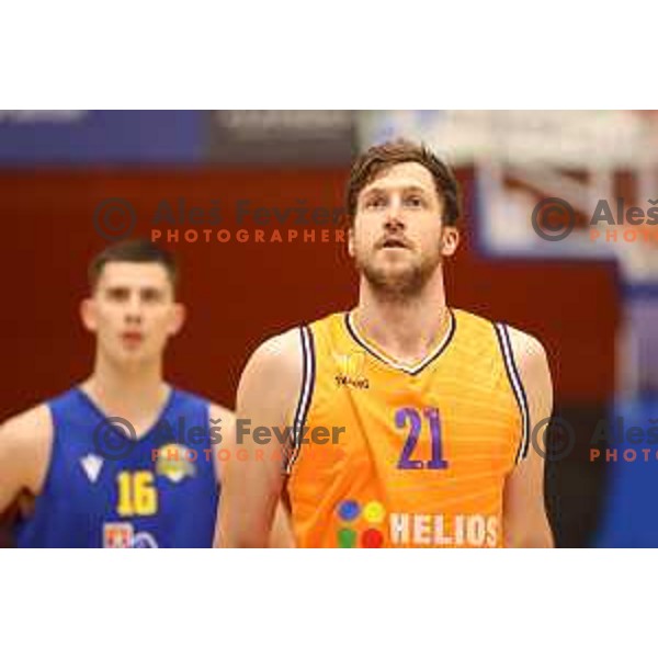 Blaz Mahkovic in action during Nova KBM league match between Helios Suns and Sencur GGD in Domzale, Slovenia on January 4, 2022