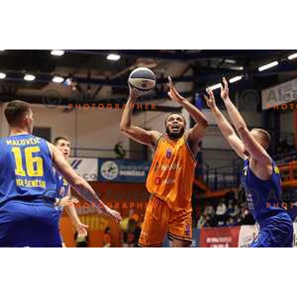 Carlbe Ervin in action during Nova KBM league match between Helios Suns and Sencur GGD in Domzale, Slovenia on January 4, 2022