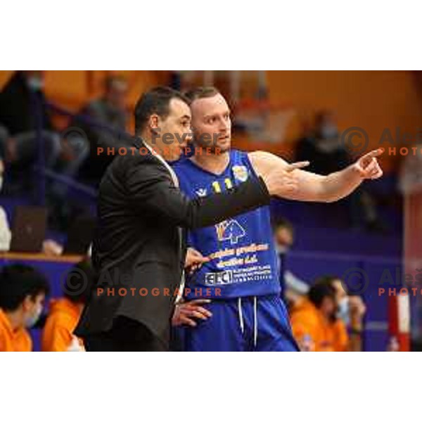 Miljan Pavkovic and Nejc Martincic in action during Nova KBM league match between Helios Suns and Sencur GGD in Domzale, Slovenia on January 4, 2022