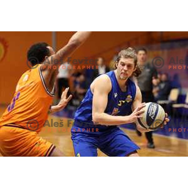 Carlbe Ervin and Gaber Ozegovic in action during Nova KBM league match between Helios Suns and Sencur GGD in Domzale, Slovenia on January 4, 2022
