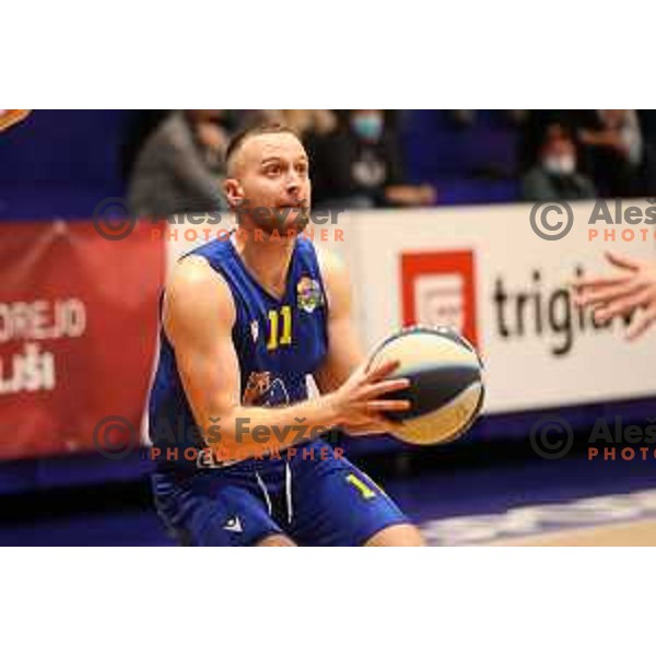 Nejc Martincic in action during Nova KBM league match between Helios Suns and Sencur GGD in Domzale, Slovenia on January 4, 2022