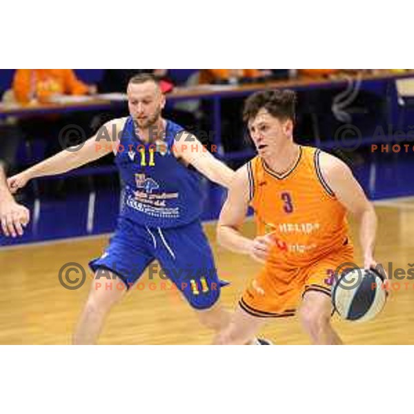 Nejc Martincic and Aljaz Bratec in action during Nova KBM league match between Helios Suns and Sencur GGD in Domzale, Slovenia on January 4, 2022