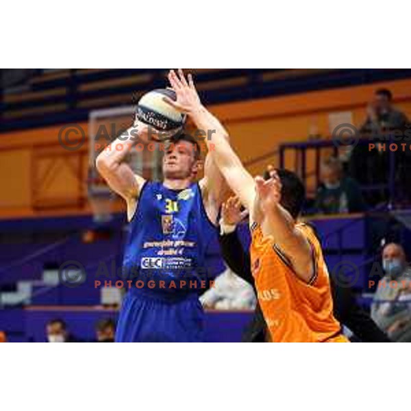 Jan Rebec in action during Nova KBM league match between Helios Suns and Sencur GGD in Domzale, Slovenia on January 4, 2022