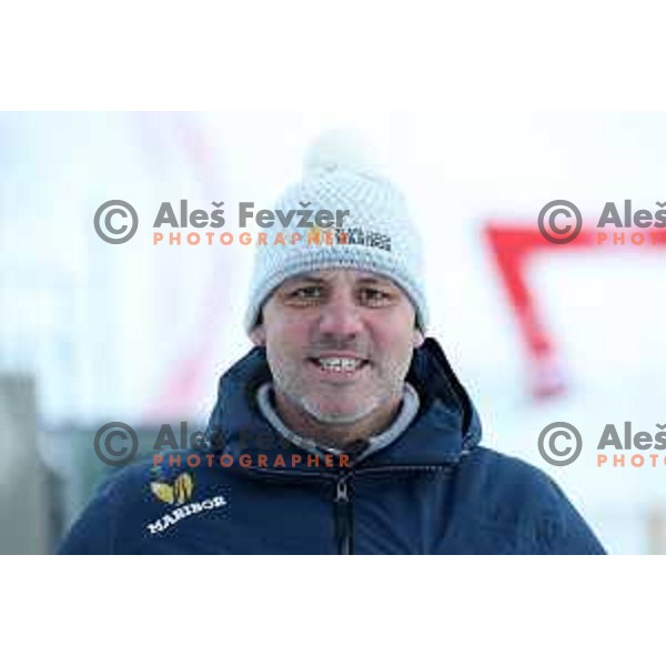 Mitja Dragsic during final preparation of Vitranc ski slope for 58.Golden Fox-Zlata Lisica 2022 in Kranjska gora, Slovenia on January 7, 2022 