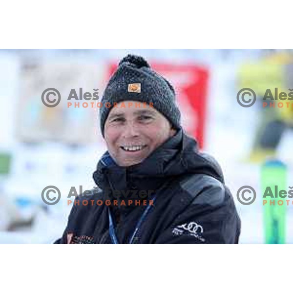 Ales Vidic during final preparation of Vitranc ski slope for 58.Golden Fox-Zlata Lisica 2022 in Kranjska gora, Slovenia on January 7, 2022 