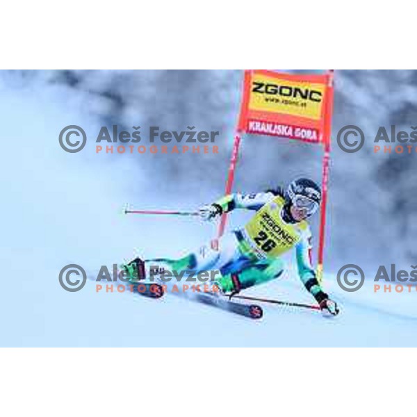 Tina Robnik (SLO) skiing in the first run of AUDI FIS Ski World Cup Giant Slalom for 58.Golden Fox-Zlata Lisica 2022 in Kranjska gora, Slovenia on January 8, 2022