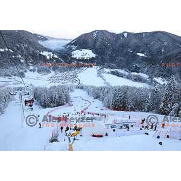 Course inspection before the first run of AUDI FIS Ski World Cup Giant Slalom for 58.Golden Fox-Zlata Lisica 2022 in Kranjska gora, Slovenia on January 8, 2022