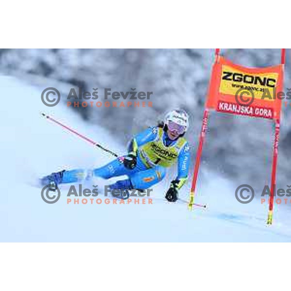 Marta Bassino (ITA) skiing in the first run of AUDI FIS Ski World Cup Giant Slalom for 58.Golden Fox-Zlata Lisica 2022 in Kranjska gora, Slovenia on January 8, 2022