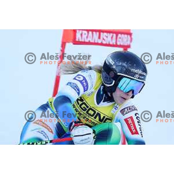 Ana Bucik (SLO) skiing in the first run of AUDI FIS Ski World Cup Giant Slalom for 58.Golden Fox-Zlata Lisica 2022 in Kranjska gora, Slovenia on January 8, 2022
