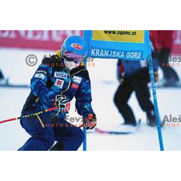 Mikaela Shiffrin at AUDI FIS Ski World Cup Giant Slalom for 58.Golden Fox-Zlata Lisica 2022 in Kranjska gora, Slovenia on January 8, 2022