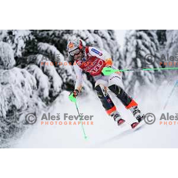 Petra Vlhova (SVK) skiing in the first run of AUDI FIS Ski World Cup Slalom for 58.Golden Fox-Zlata Lisica 2022 in Kranjska gora, Slovenia on January 9, 2022