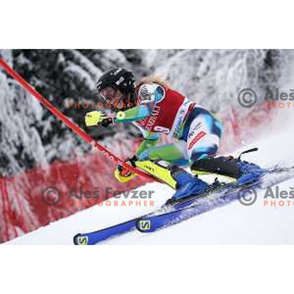 Ana Bucik (SLO) skiing in the first run of AUDI FIS Ski World Cup Slalom for 58.Golden Fox-Zlata Lisica 2022 in Kranjska gora, Slovenia on January 9, 2022